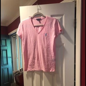 Ralph Lauren Pink V- Neck Tee-Shirt